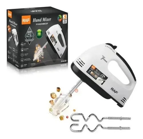 Batidora RAF 270w R 6633 Hand Mixer Con Accesorios